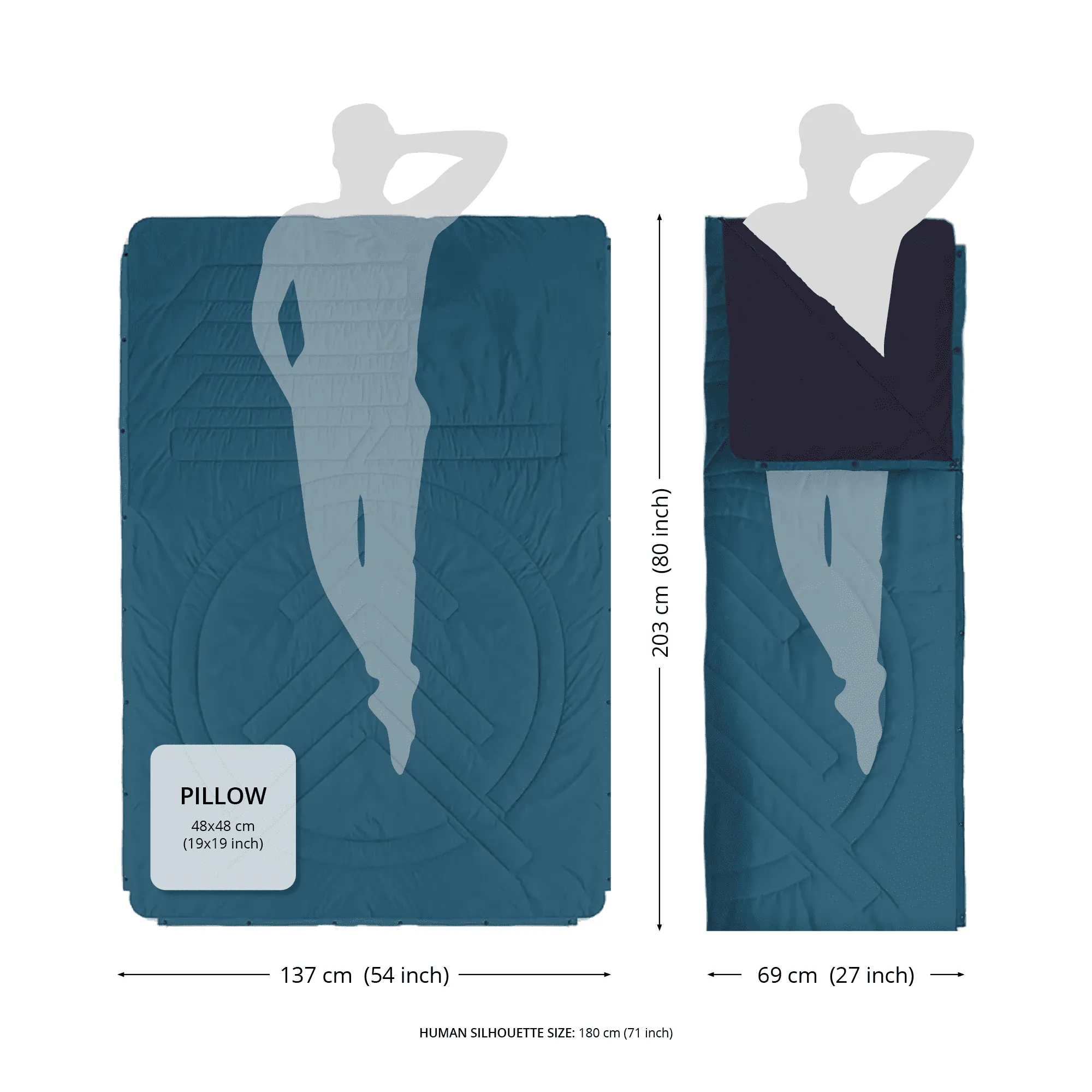 VOITED Recycled Ripstop Outdoor Camping Blanket - Blue Dancer/Sundial